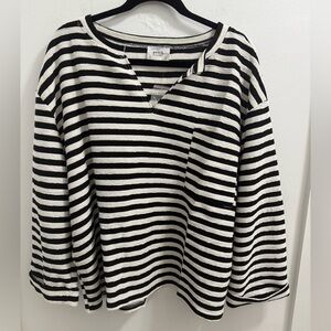 Blu Pepper Black and White Striped Long-Sleeve Top